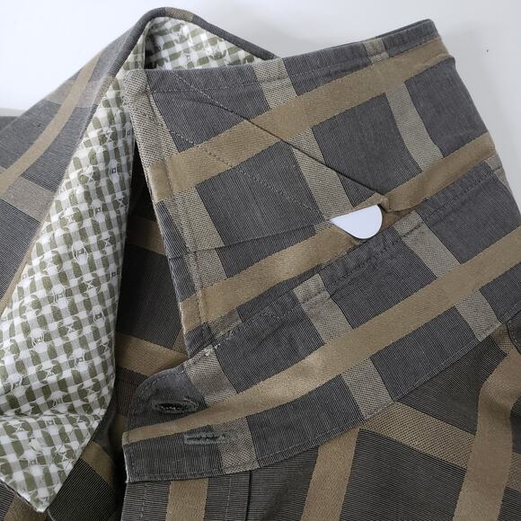 JOHNSTON & MURPHY Contrast Flip Cuff Neck Check Windowpane Dress Shirt Men L - Picture 4 of 12